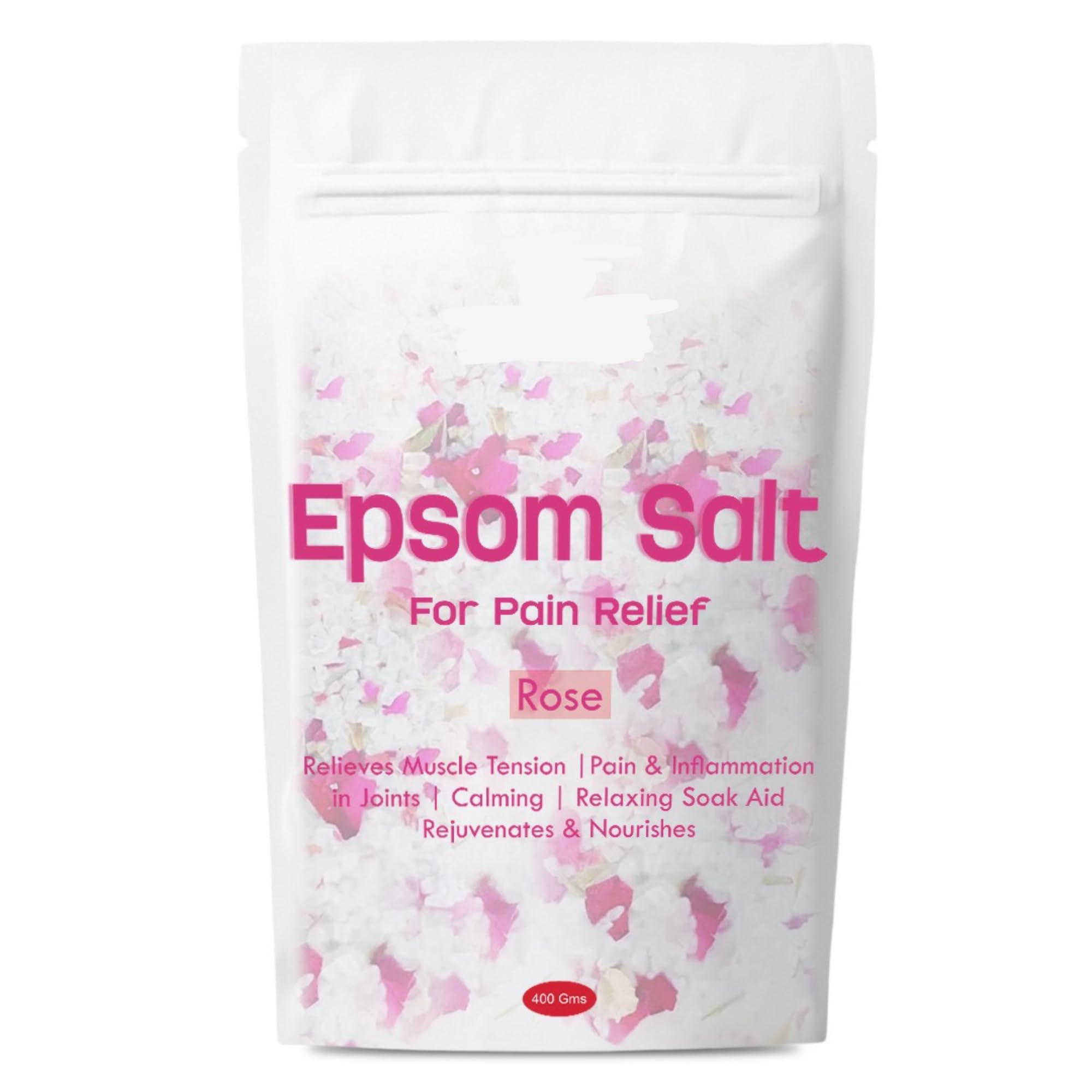 Epsom salt - bathing salt | epsom salt for pain relief | magnesium sulphate | muscles relaxation for bath and shower | epsom salt rose (400 GM, Rose)