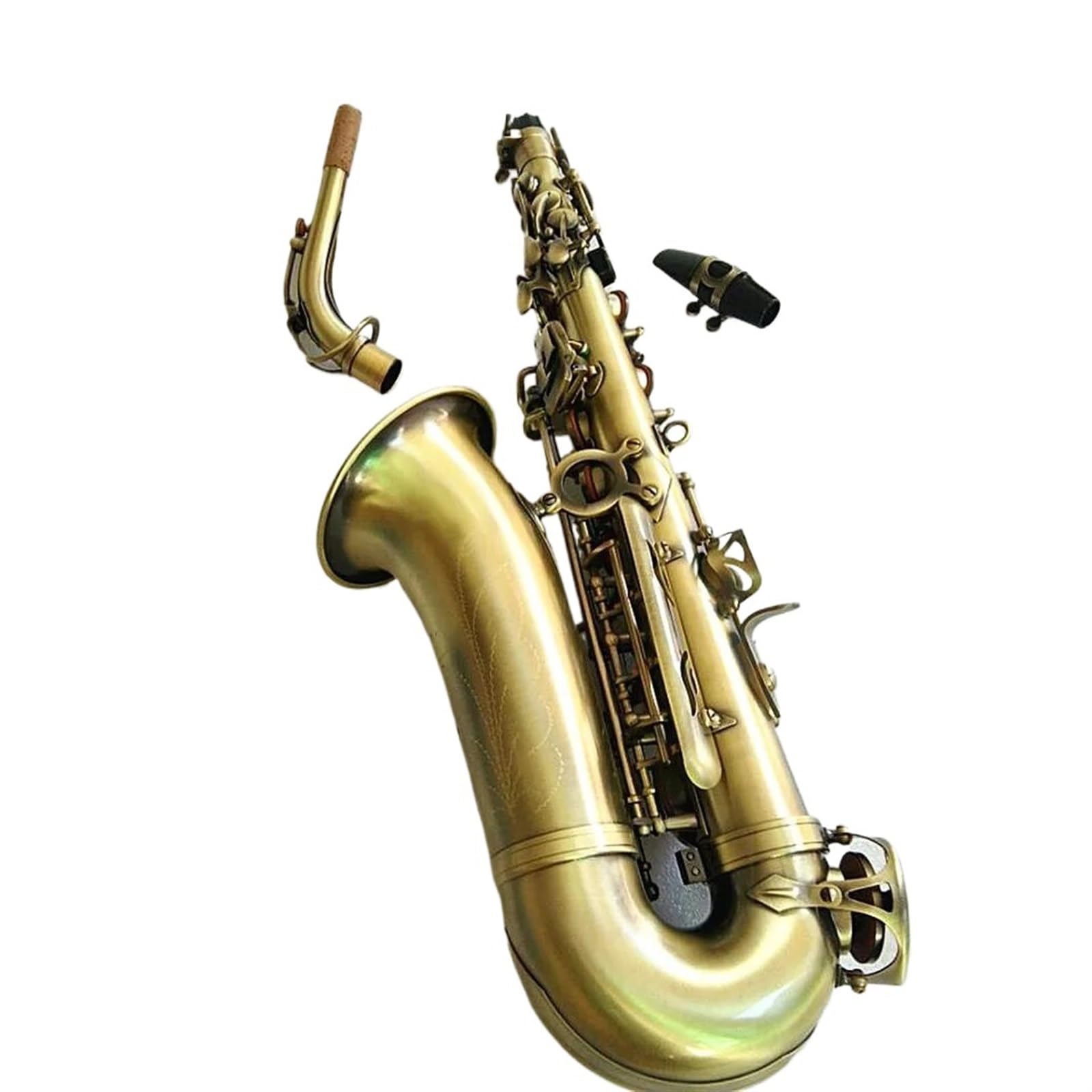 Saxofón Boquilla y estuche de accesorios completos para saxofón EF de saxofón Alto de simulación antigua (Color : Leather bag)