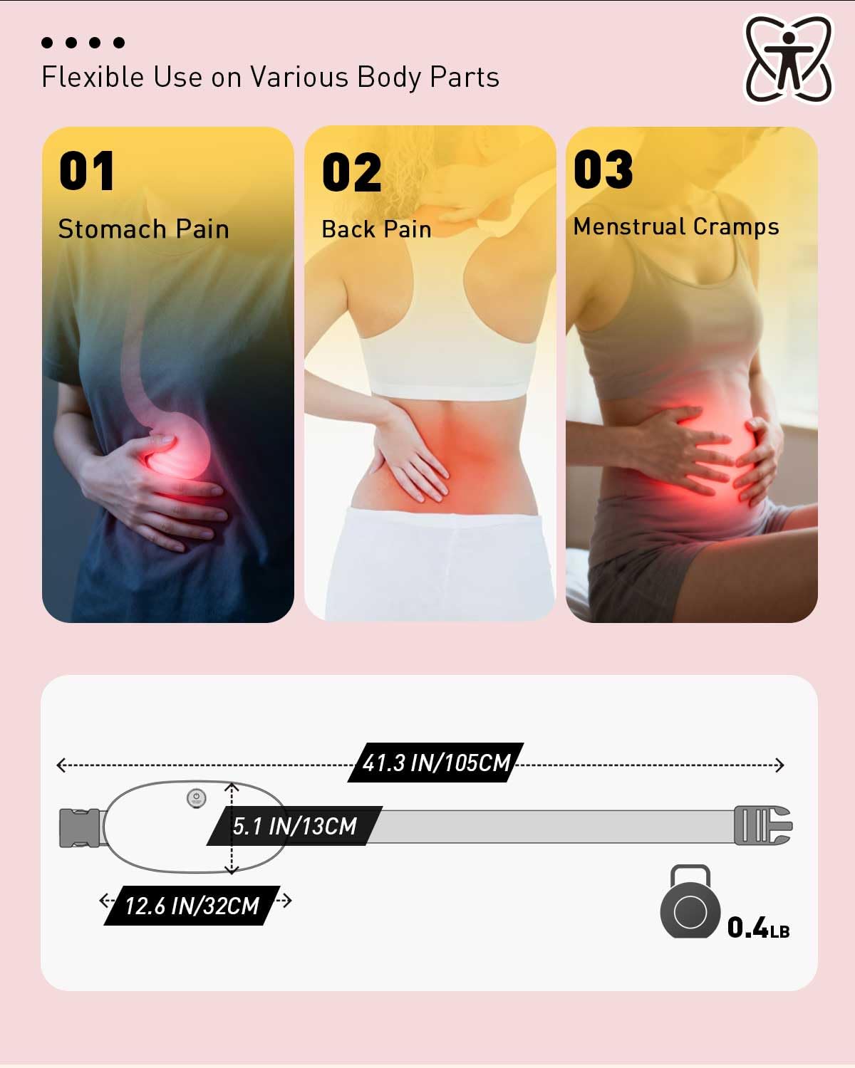 COMOIL Graphene - Almohadilla térmica inalámbrica, 3 ajustes de temperatura, color rosa