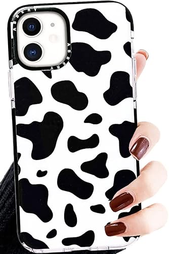 Abbery Funda diseñada para iPhone 11, diseño de vaca, bonita funda transparente con diseño de estampado de vaca, silicona suave, TPU resistente, a