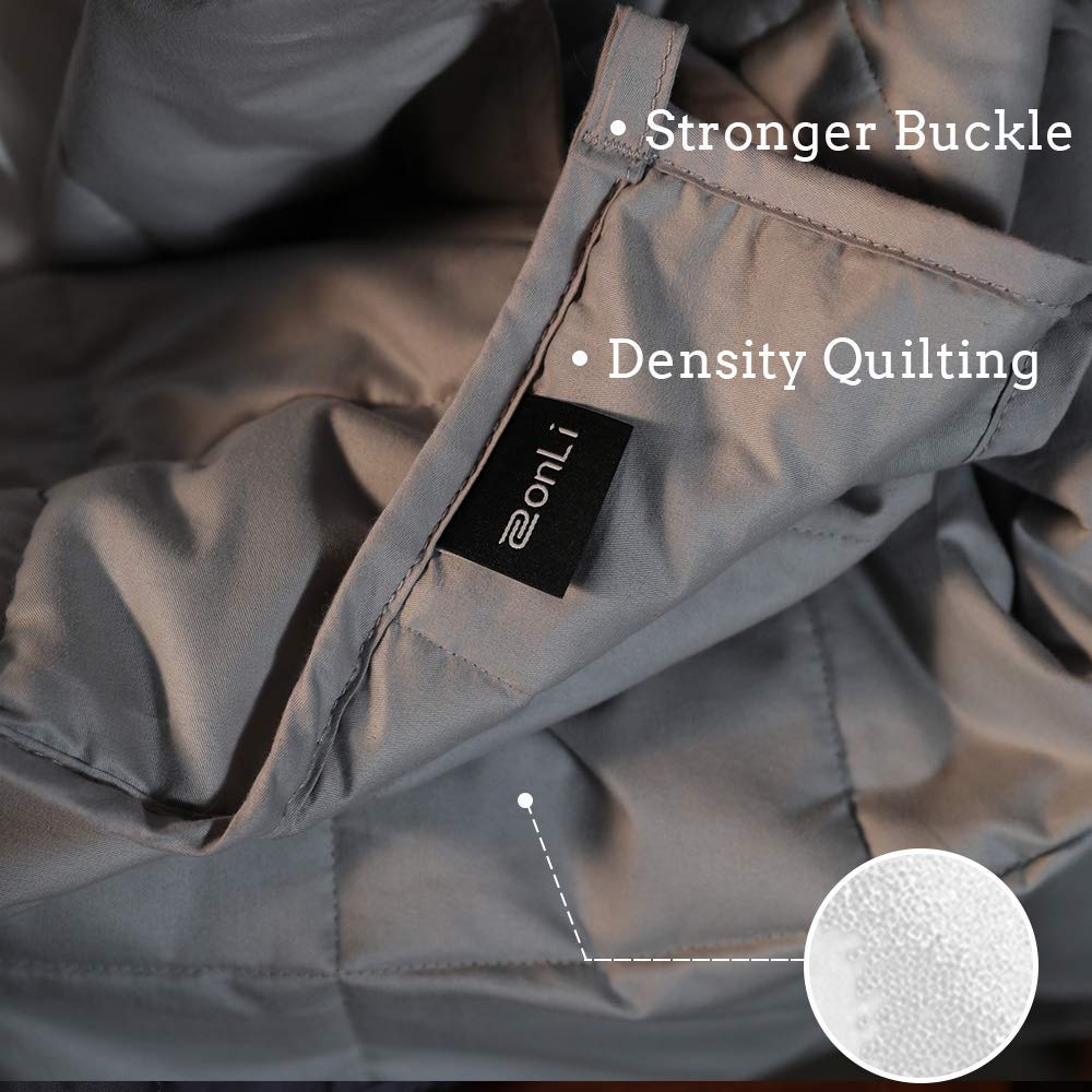 ZonLi 100 Cotton 20lbs Weighted Blanket(60''x80'', Queen Size,Light