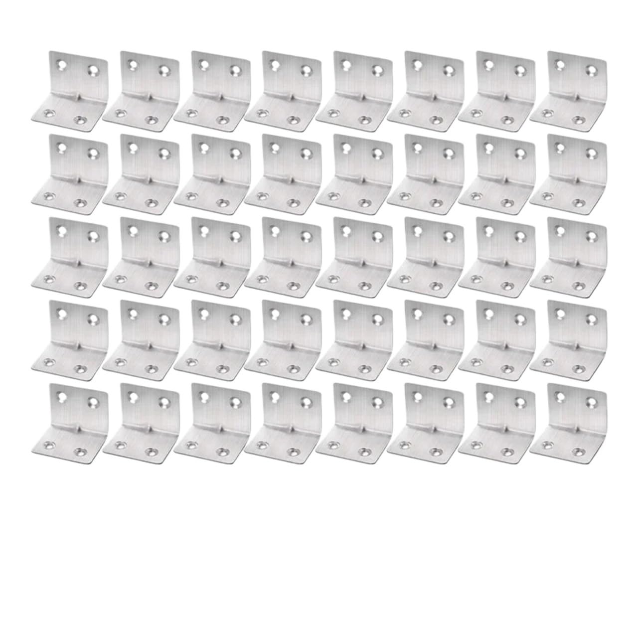 Universal Stainless Steel Corner Bracket 90 Degree L-Shaped Right Angle Fixed Brace Fastener for Wood Furniture Bedframe Cabinet(40PCS-(4 Holes))