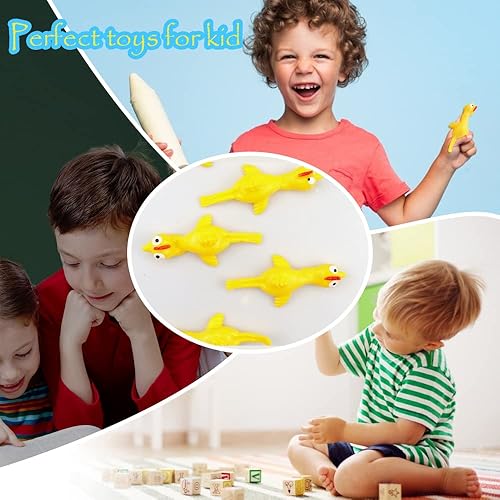Miniatura 7 de TCOTBE Paquete de 10 pollos con tirachinas, pollo volador, divertido juego de Navidad, juego elástico para niños y niñas, recuerdo de fiesta,