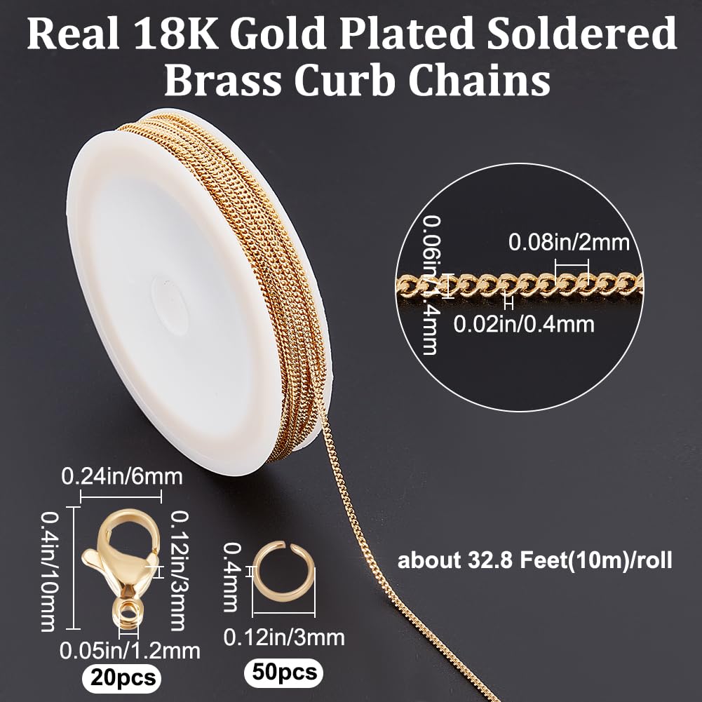 Beebeecraft 10m Vergoldete Edelstahl-Kette - 2mm Dick Für DIY Schmuckherstellung