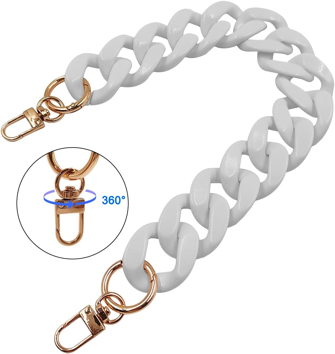 2 PCS Large Flat Chain Strap, White Acrylic Chain 15.7inch Handbag Strap and 23.5inch Replacement Shoulder Straps, Detachable Purse Chain for Tote Bags, Clutches, DIY Craft - Image 4