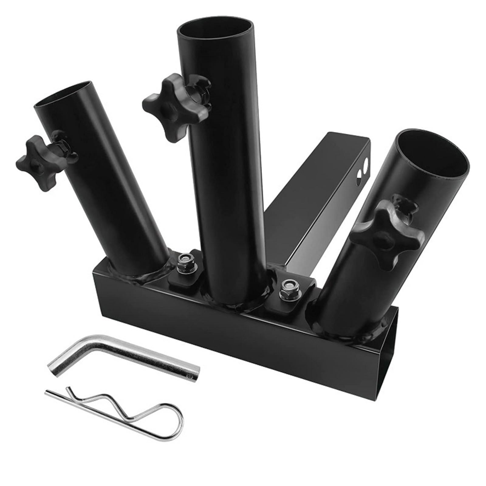 Adjustable Trailer Hitch Hitch Mount Flag Pole Holder Flagpole Universal for Standard Receiver Fit for Truck SUV RV Pickup Towing Mounts, Nero-Three Tubes