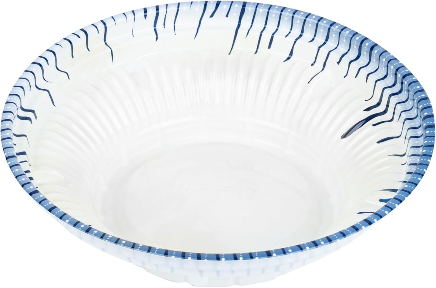 Restaurantware Bento Tek 10.1 Ounce Meal Prep Containers, 400 Disposable Take Out Bowls - Lids Sold Separately, Round, White And Blue Plastic Food Containers, Serve Poke, Noodles, Salads, And More