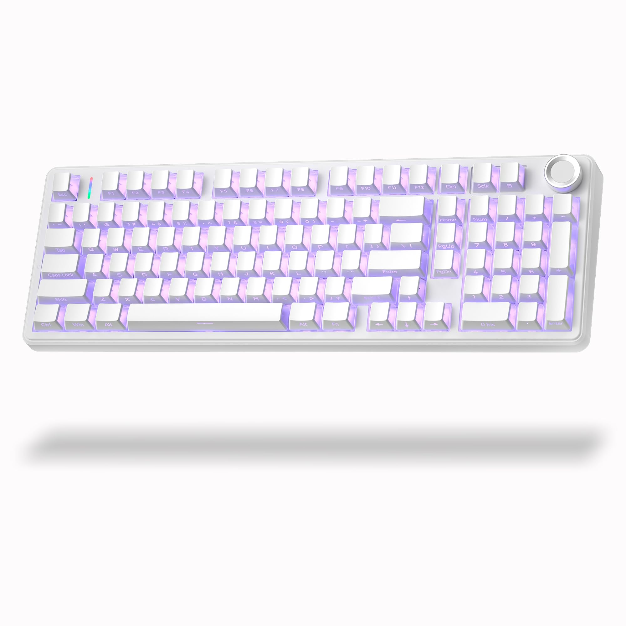 Aula F99 Pro Wireless Silent Mechanical Keyboard with Knob,Tri-Mode 2.4GHz/BT5.0/USB-C Hot Swappable,Pre-lubed Linear Switches RGB Backlit,Gasket Mounted,White PC Gaming Keyboard for Win/Mac-image-25