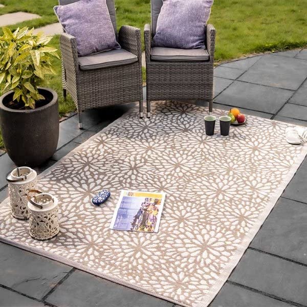 Marco Paul Large Reversible Garden Rugs 150x210 cm Easy-Cleaning Indoor & Outdoor Area Rugs for Porch, Deck, Balcony, Garden, Picnic, Kitchen, Hallway UV & Weather-Resistant Large Patio Rug Mats