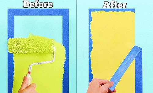 Miniatura 3 de Paquete de 2 Cintas Azules para Pintores - Cinta de Enmascarar de 1 Pulgada de Ancho - Multisuperficie, Adhesión Inteligente, Interior y Exterior -