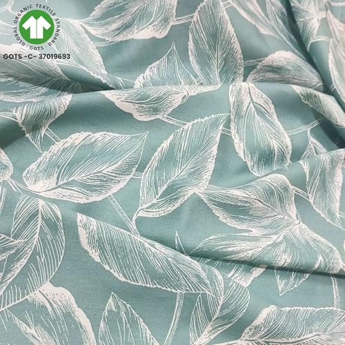 Image of HOMEMONDE All Around Elastic Fitted Bedsheet 72 x 36 Inch Cotton 210 TC Printed Wrinkle Free Single Bed Bedsheets with 1 Pillow Cover, Perfect for Home Decor & Gifting - Aqua Blue