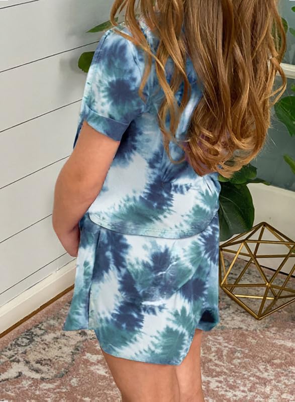 Image of Dokotoo Girl's Summer Cute T-Shirt and Shorts Set with Side Pockets