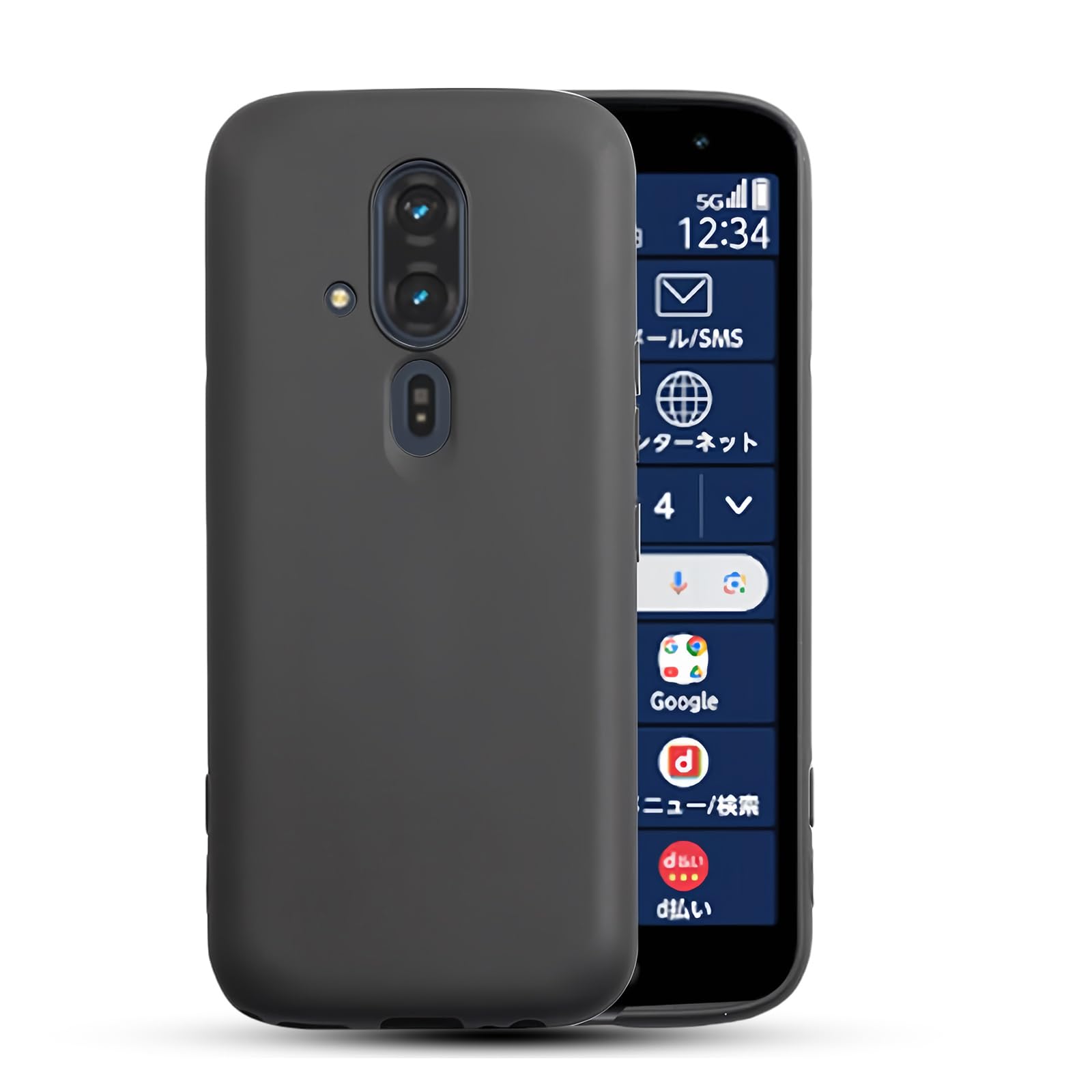 For FCNT らくらくスマートフォン F-53Eケース 耐衝撃 薄型 TPU F-53E ケース シリコン カメラ保護 軽量 らくらくスマートフォン F-53E用 ケースカバー 衝撃吸収黄変防止 脱着簡単 ブラック 黒