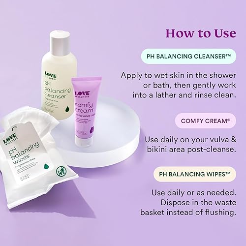 Miniatura 5 de Love Wellness Vulva - Juego de hidratante, toallitas femeninas y lavado  Crema cómoda, limpiador y toallitas para equilibrar el pH  Crema para