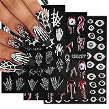 Halloween Nail Art Stickers Decals, 5D Stereoscopic Embossed Halloween Nail Stickers Nail Art Suppli