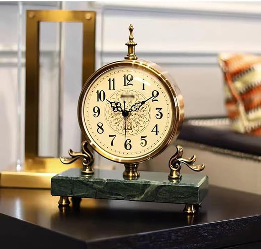 Elegante Marmoruhr, luxuriöse Vintage Schreibtischuhr, Exquisite
