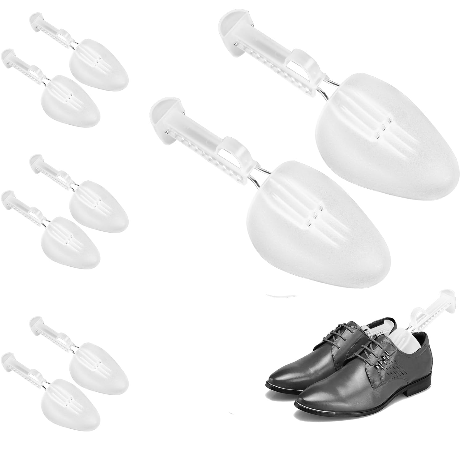 Árbol de zapatos para hombre, estirador de zapatos, longitud ajustable, soporte en forma de zapato, Blanco 4 pares, for Men's Shoes Size 5.5-11