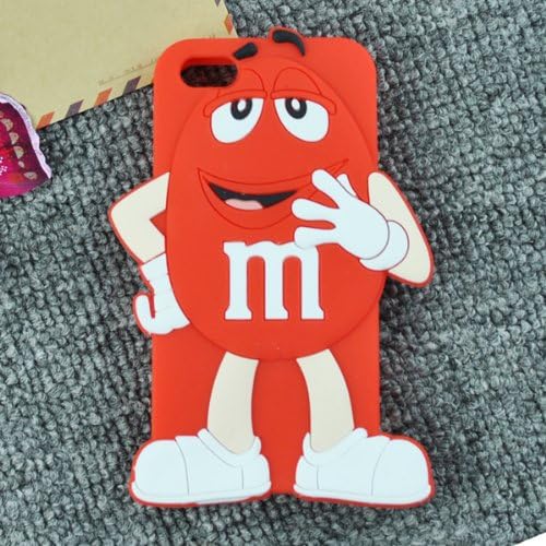 Cute 3D Cartoon Milk Chocolate Bean M&M Bean Soft Silicone Phone Case For iphone 5 5S 5G Red Boy By Alexism