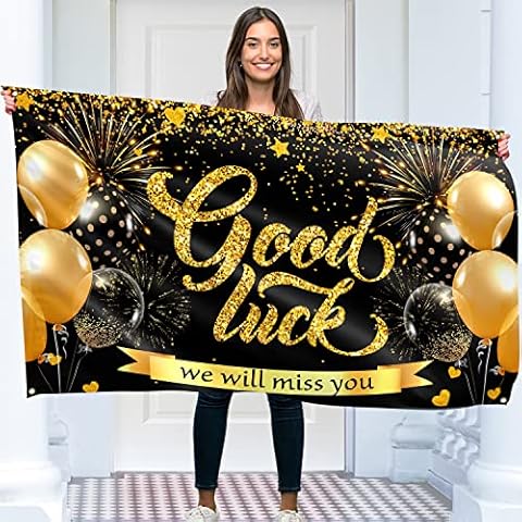 Good Luck Banner (We Will Miss You) - 5ft x 3ft with 4 brass holes - Vivid Digital Print - 110Den Thick polyester - Double Seam Cover
