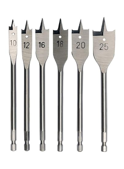 DRONA Approved 6pcs Stainless Steel Wood Flat Drills Bits Set Shank 10/12/16/18/20/25m Top Trilogy woodworking drill titanium woodworking hole