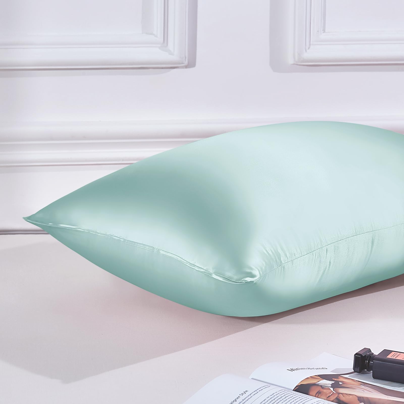 THXSILK SeidenKissenbezug 80x80-100% Maulbeerseide für Haar und Haut - Hypoallergen mit Versteckter Reißverschluss - 22 Momme Doppelseitige Seide 1 Stück Hellblau