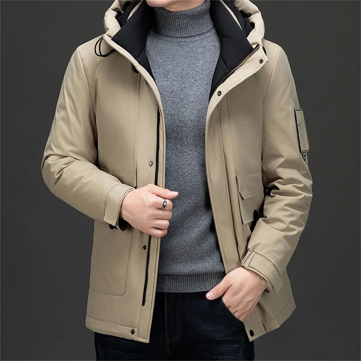 Men's Winter Down Jacket Hooded Overalls Warm Thick Coat