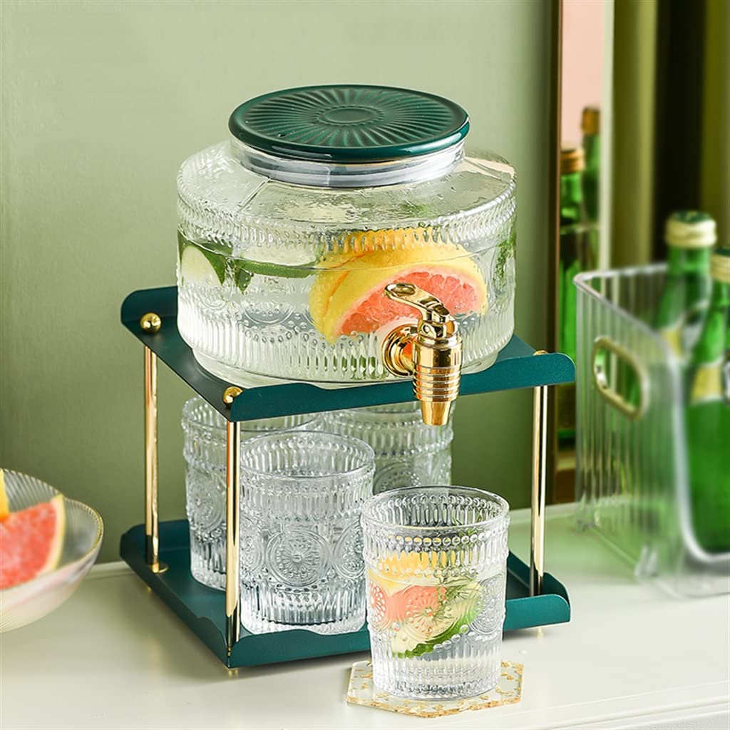 Refrigerator Cold Kettle with Faucet Glass Beverage Bucket Household Fruit Tea Cold Water Bucket (Color : A, Size B