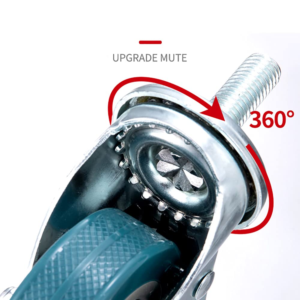 Ruote girevoli da 75 mm, rotelle per carichi Pesanti 200 kg, rotelle con Freni, rotelle per mobili con Carrello con Filettatura M10/M12, Set di 4