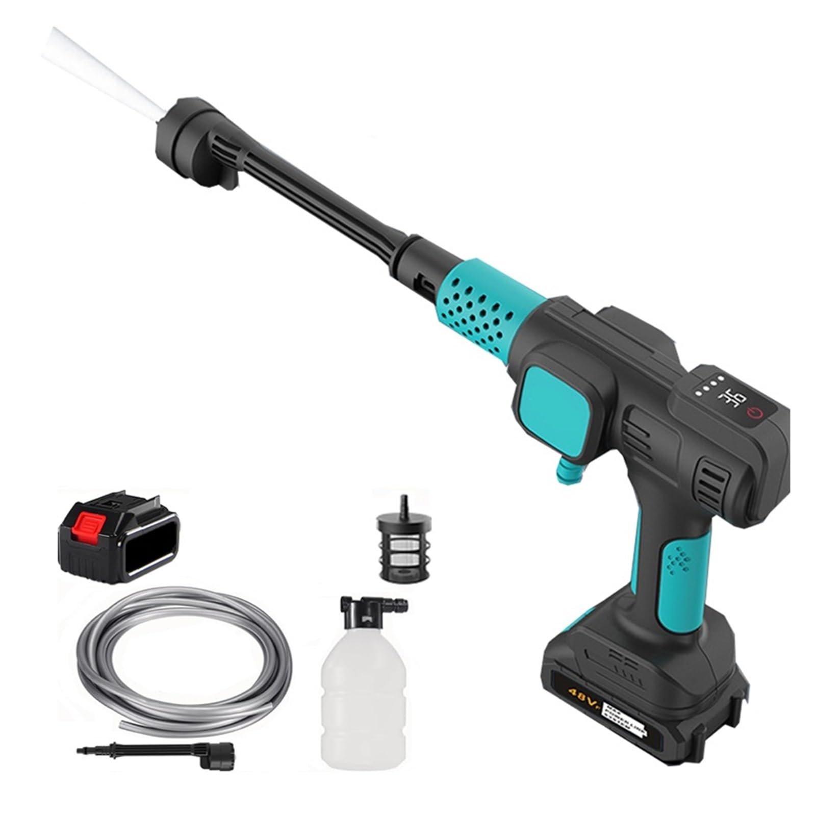 Pistola De Lavado Coches Eléctrica 21V, Limpiador Inalámbrico Alta Presión, Boquilla Multifunción Espuma, Pulverizador Jardín Portátil For Potente Chorro A PresióN