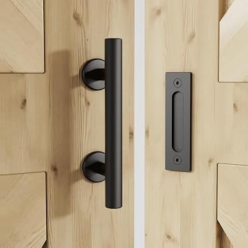 6FT/183CM Sliding Door Hardware Heavy Duty Barn Door Sliding Kit Full Set Contains Door Handle and Floor Guide