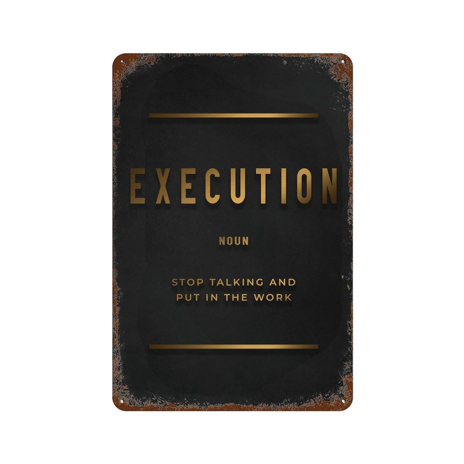 Execution Definition Rusty Metal Tin Sign 11.8"x7.9", Vintage Wall Decor for Garage, Pub Or Kitchen