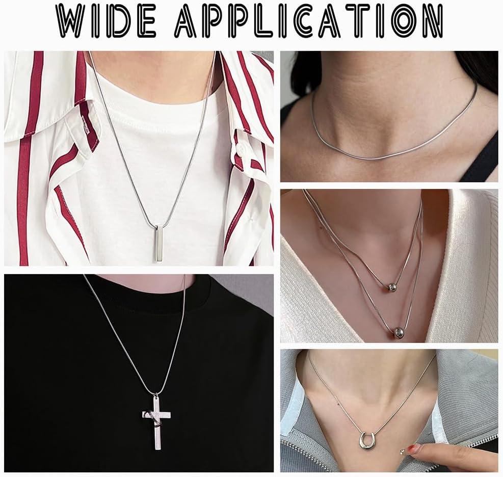 PH PandaHall 12PCS Snake Chain for Men Women, 304 Stainless Steel Jewelry Chain Necklace Vacuum Plating Silver Chain Necklaces for Pendants, 17.7 Inch(45cm) Long, 0.9mm Wide - Image 6