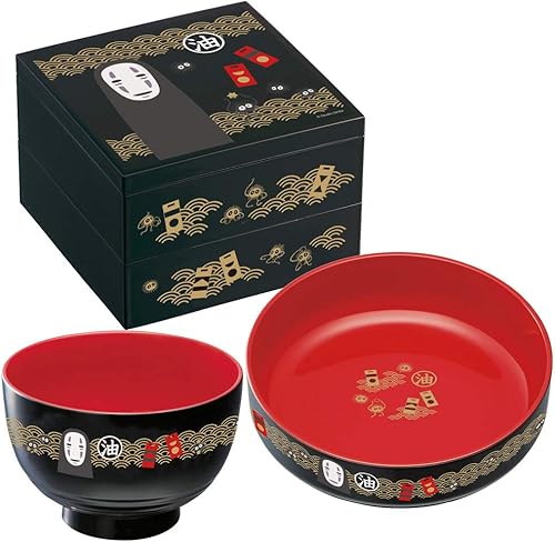 Miniatura 2 de Skater - Spirited Away - Utensilios tradicionales japoneses sin cara - Caja Bento de 2 niveles, mercancía oficial de Studio Ghibli