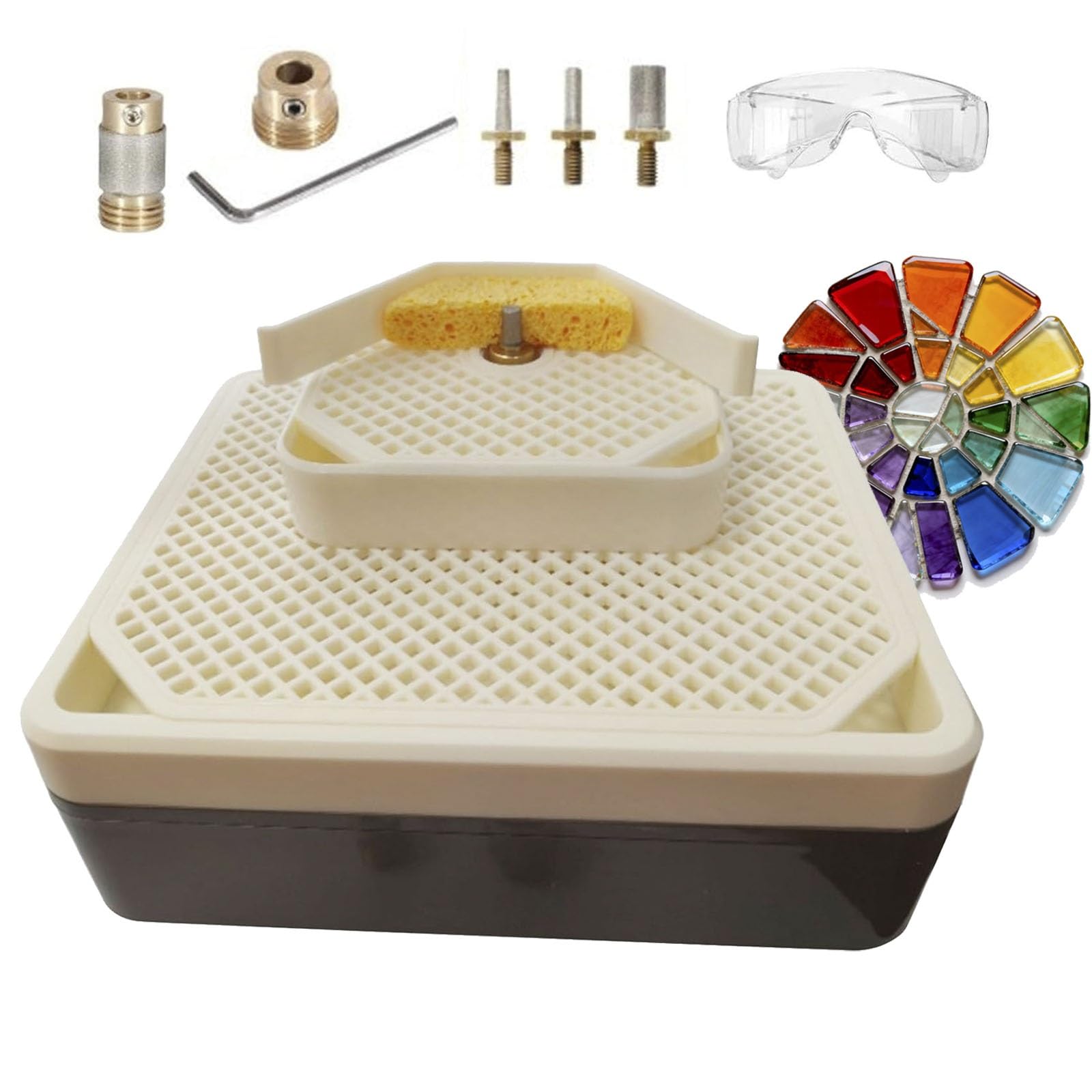YXYLJOZ 150W Portable Stained Glass Grinder,4200 RPM Glass Ceramics Grinder Grinding Tool, 4 Grinding Bits,for Jewelry and Home Decoration
