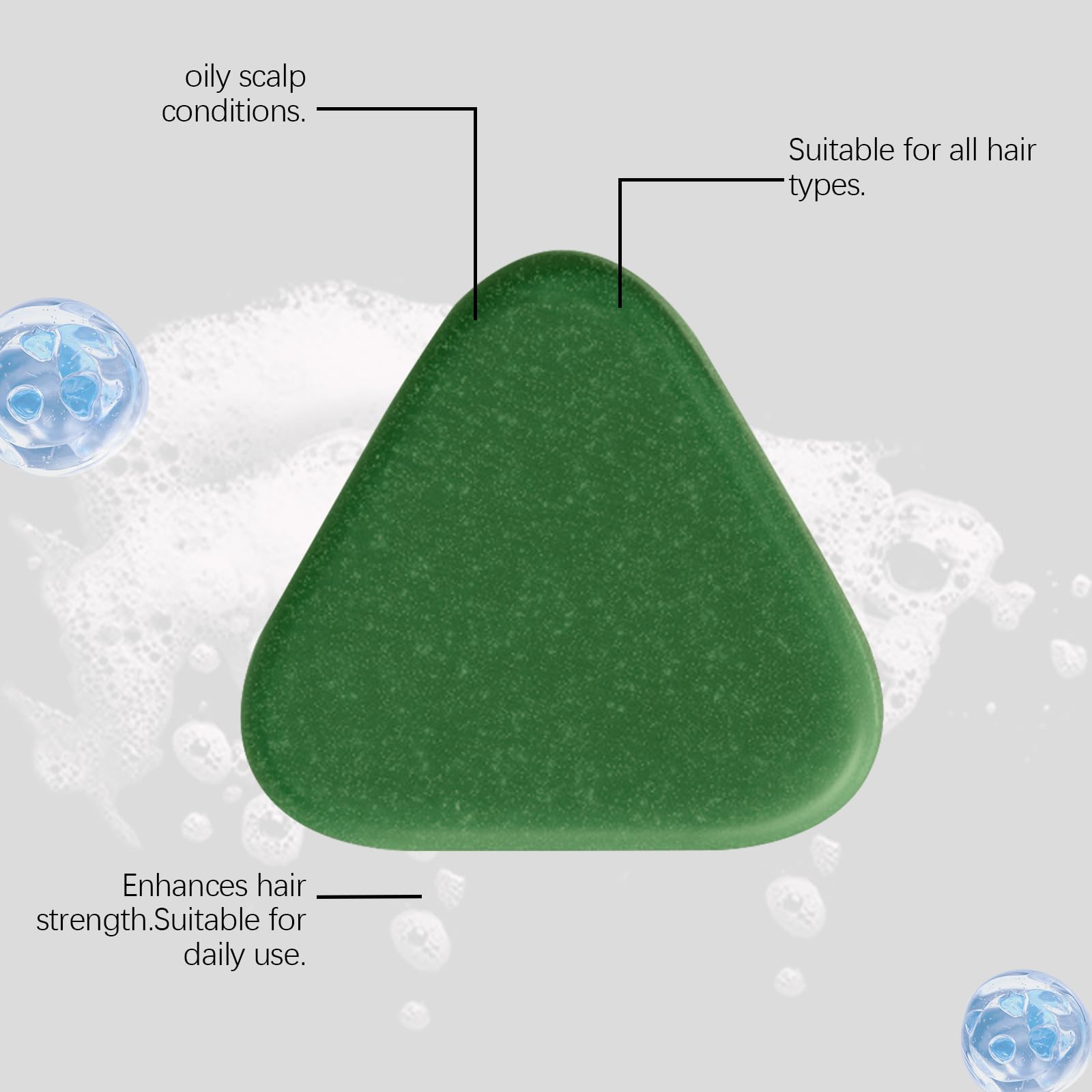 Nature Triangle Shampoo Bar, Sapone Verde Solido Shampoo Usmans Grass Shampoo, Pulisce E Nutre I Capelli Delicatamente, Elimina La Forfora, Rafforza I Capelli E Aiuta A Contro Crescere (6 pezzi)