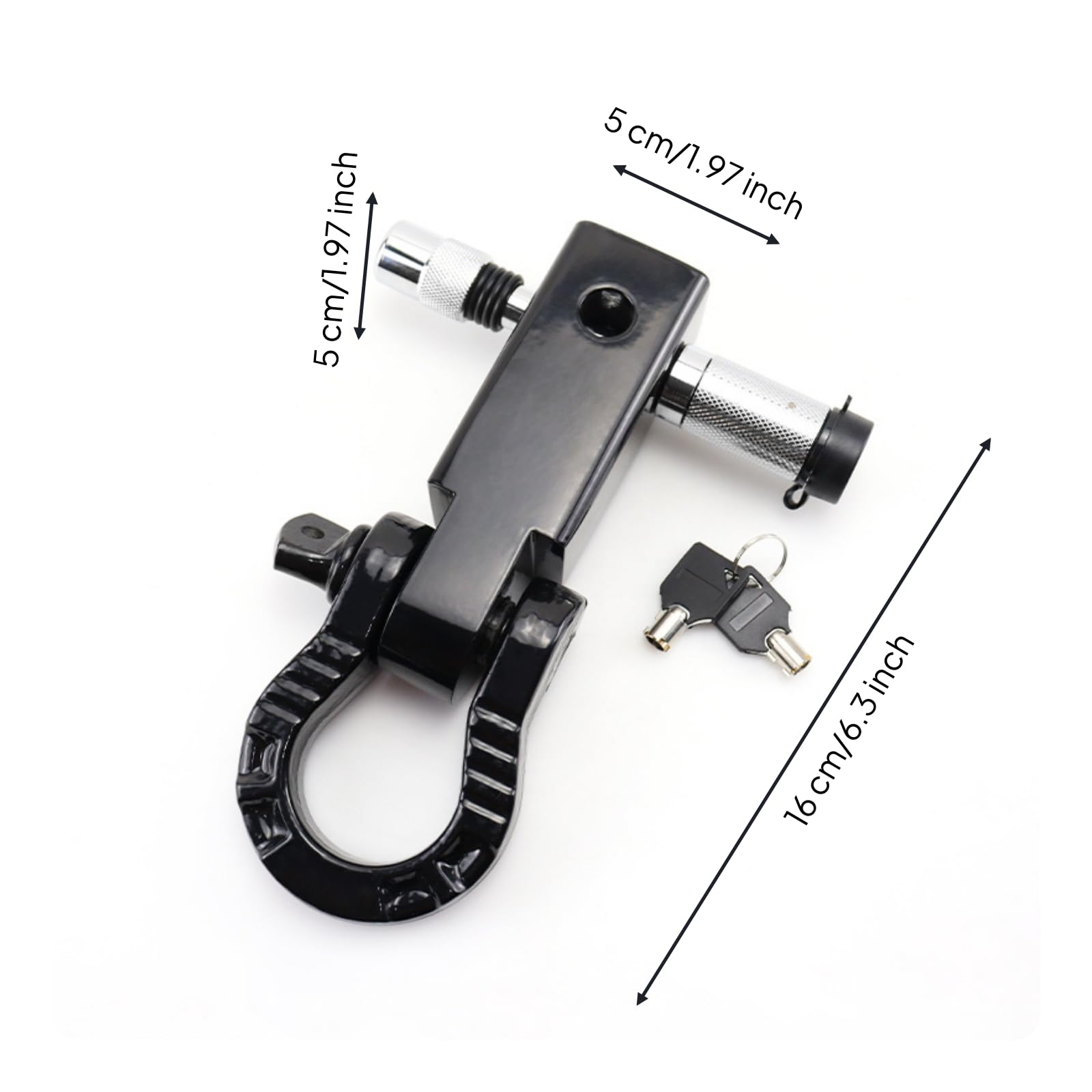 Assemblaggio Gancio Traino Lucchetto per Rimorchio Blocco Serratura con Chiave in Acciaio 45 con Cilindro Rotondo E Corpo Rettangolare Adatto a , Blk Arm - 8T Gloss