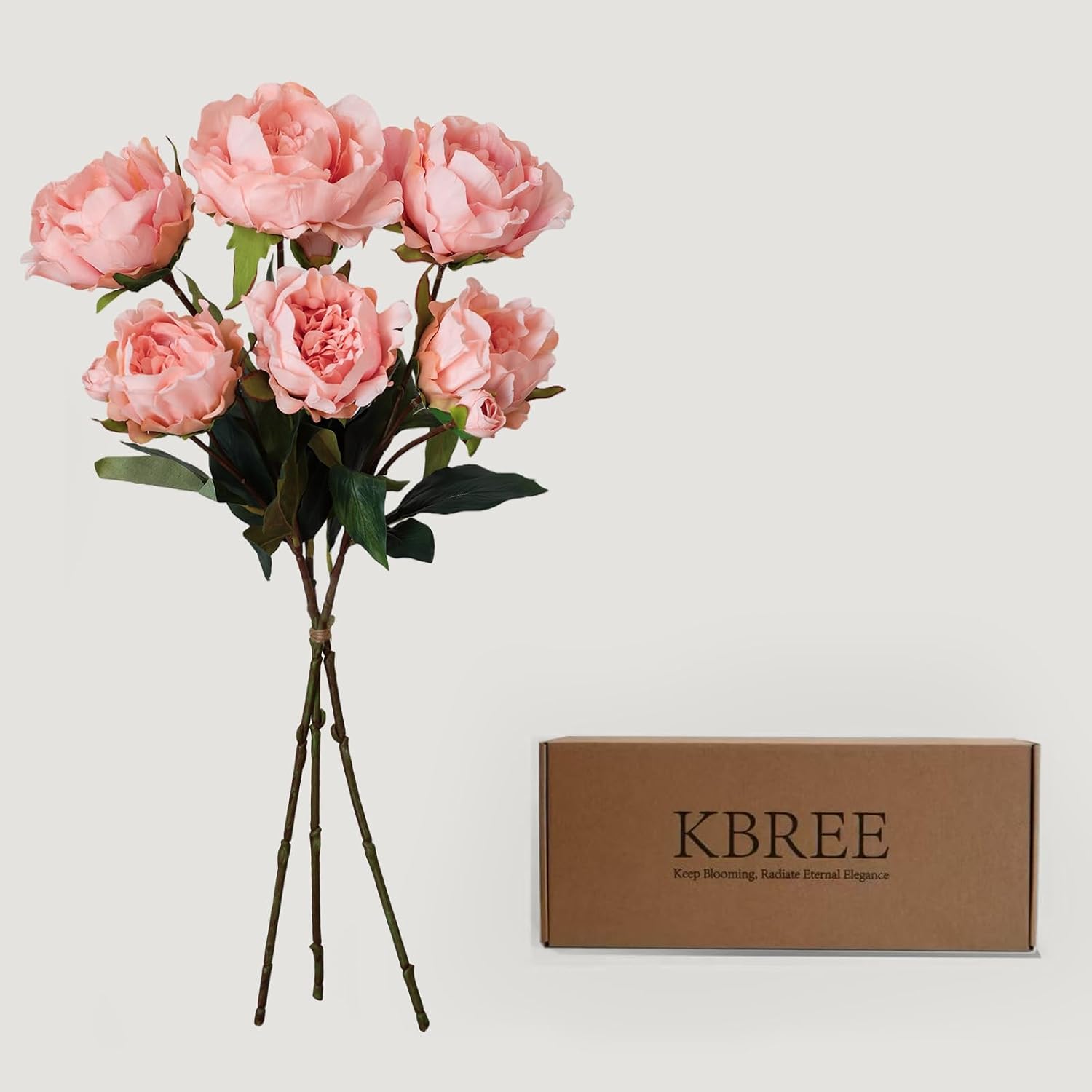 KBREE Peonies Artificial Flowers, 25.2" Real Touch Flowers, 3 Pcs Peony Stems with Large Bloom Heads, Lifelike Artificial Flowers for Vase, Wedding Bouquet DIY & Floral Arrangements (Coral Pink)