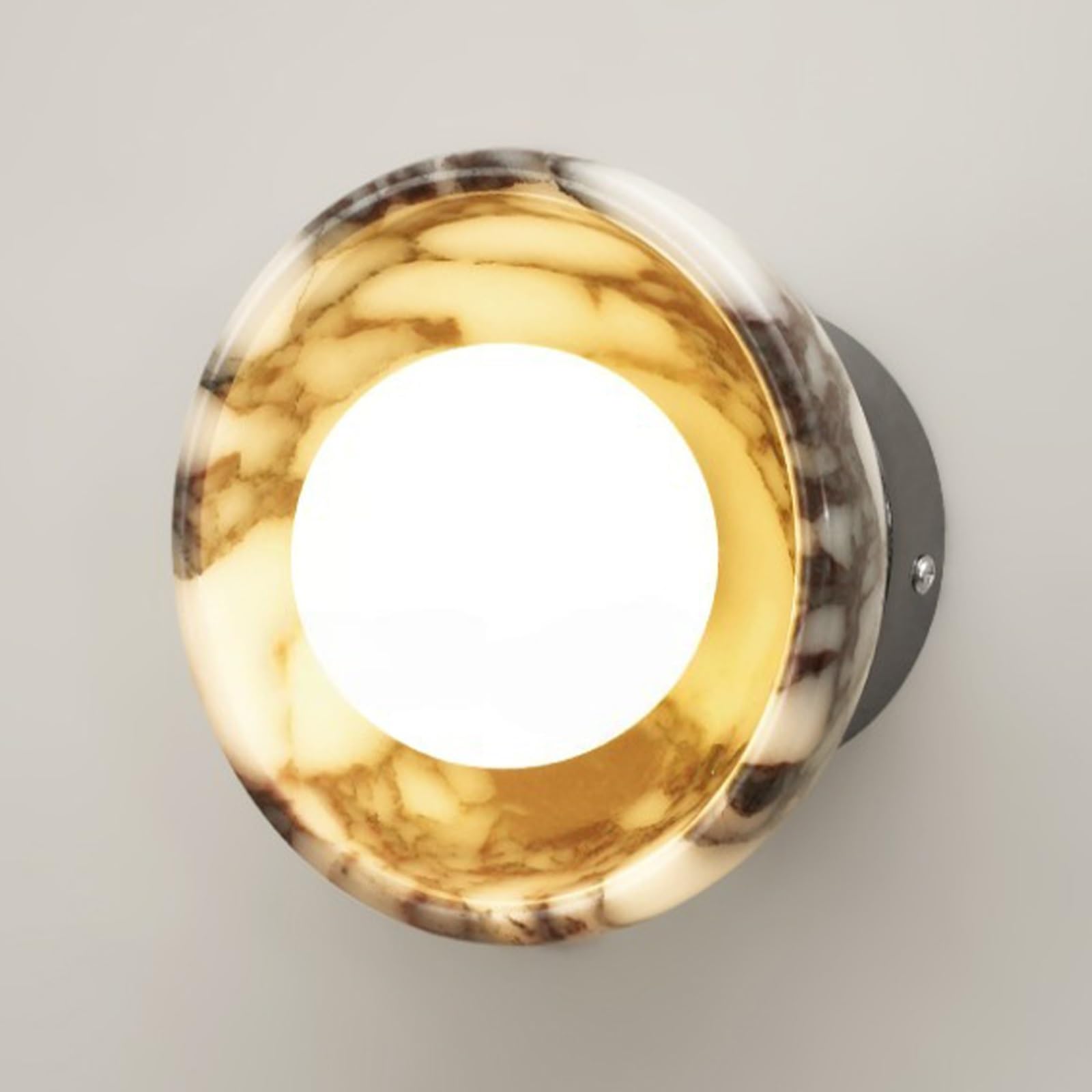 SMCCYYSD Nordic Marble Wall Sconce Bowl-Shaped Alabaster Light G9 Lamp Holder Glass Lighting Indoor Decor for Living Room Hallway Bathroom Vanity Kitchen Stairs