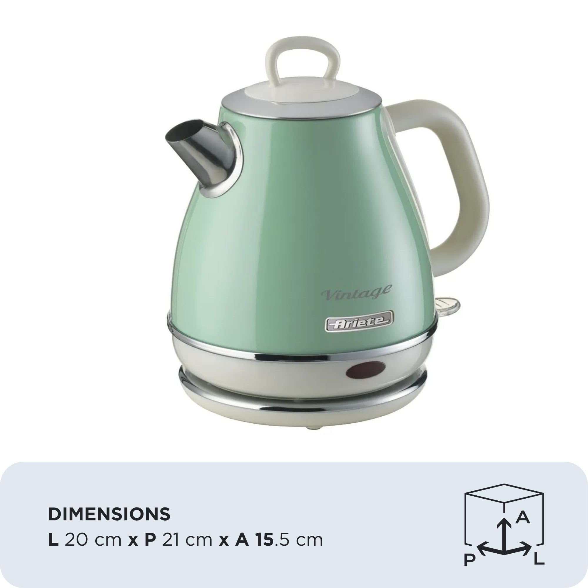 Ariete Bouilloire Vintage 2868 Électrique 1 L Acier Inoxydable 1600W Vert
