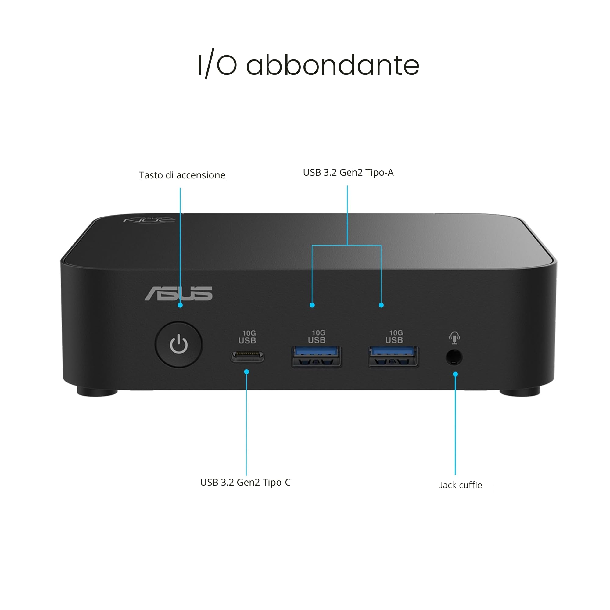 ASUS NUC 14 Essential Kit Mini PC Intel N250 16GB DDR5-4800 SSD M.2 Wi-Fi 6E Bluetooth 5.3 Nero