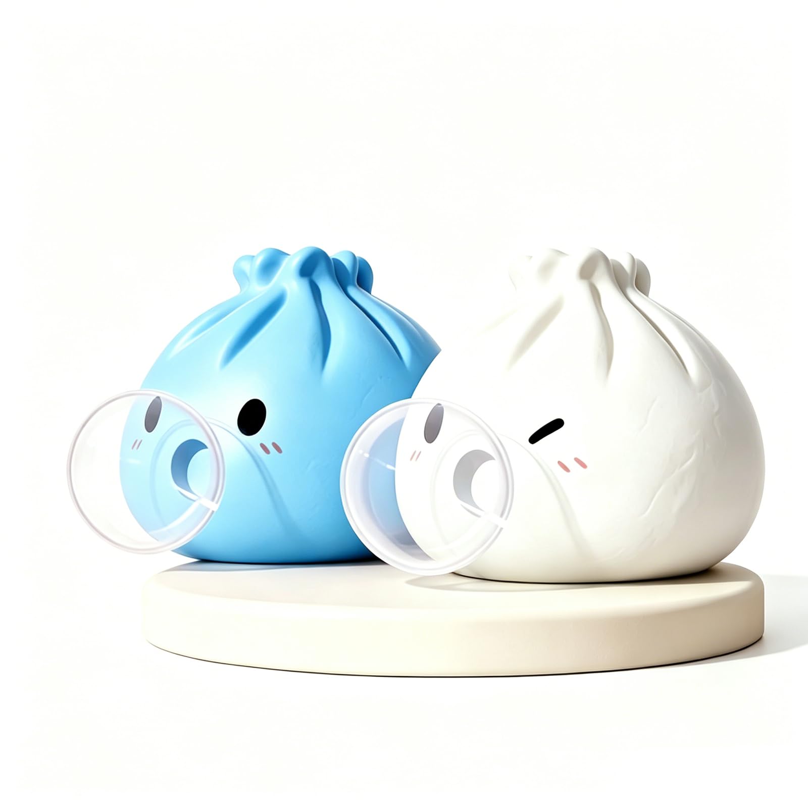 2 Pack Dumpling Squishy Fidget Toy, Soft Slow Rebound Squeeze Sensory Toy, Portable Desk Stress Relief Toy for Kids Adults(blue and white) ﻿ ﻿