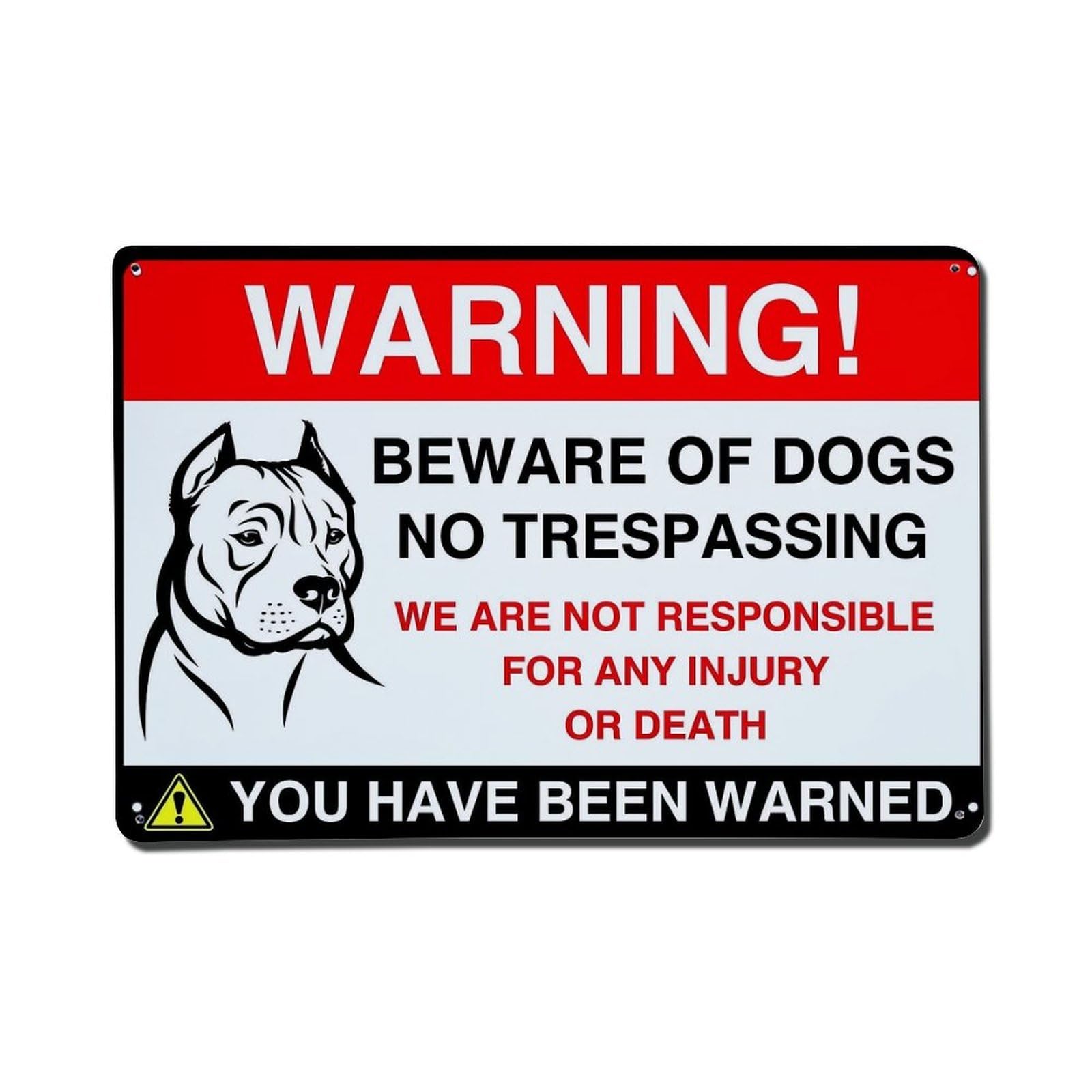 Warning Dog Beware No Trespassing Tin Sign Metal Poster Vintage Metal Signs for Home Man Cave Bar Cafe Kitchen laundry room Wall Decorations Gift 8x12Inch