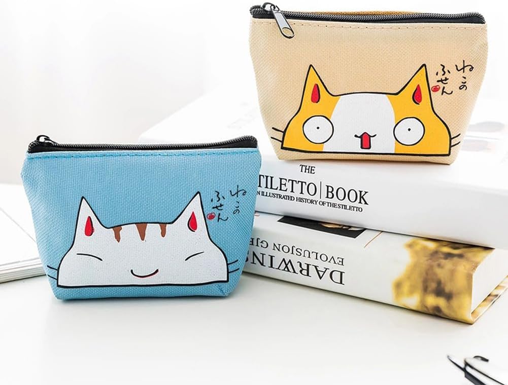 4 Pack Cute Cat Coin Purses Chrismas Birthday Gift Bag Cat Change Pouch Mini Coin Zipper Wallets Vintage Trinkets Pouch image 2