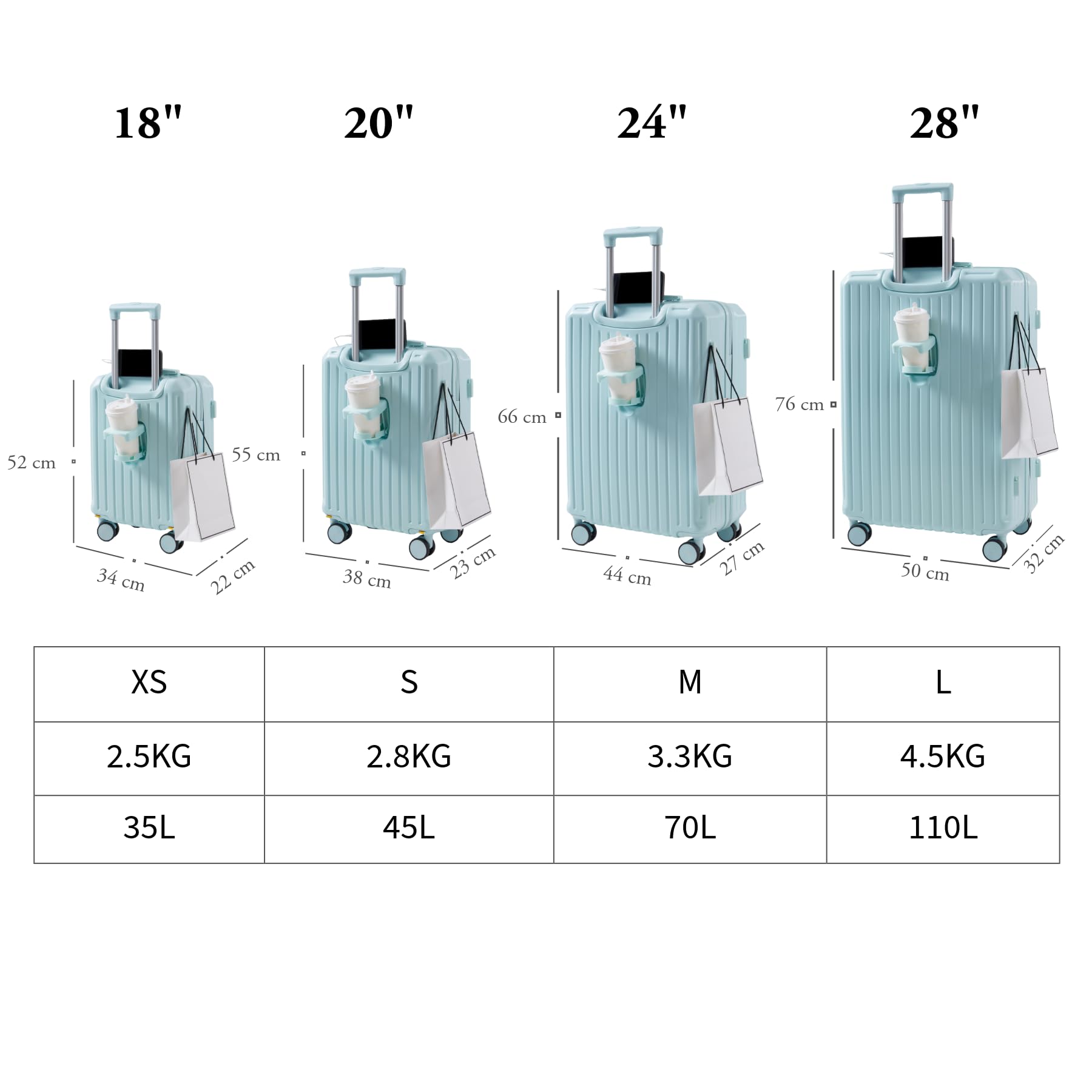Maleta de Viaje Grande 76x50x32 cm Rígida ABS + PC con Cerradura TSA – Ideal para Facturación 23 kg, Ruedas Giratorias 360º Silenciosas — view 34