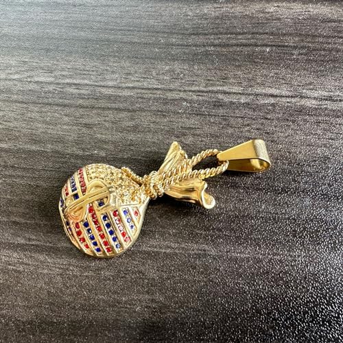 18K Gold Plated Iced Out Stainless Steel Money Bag Pendant Dollar Sign Necklace4