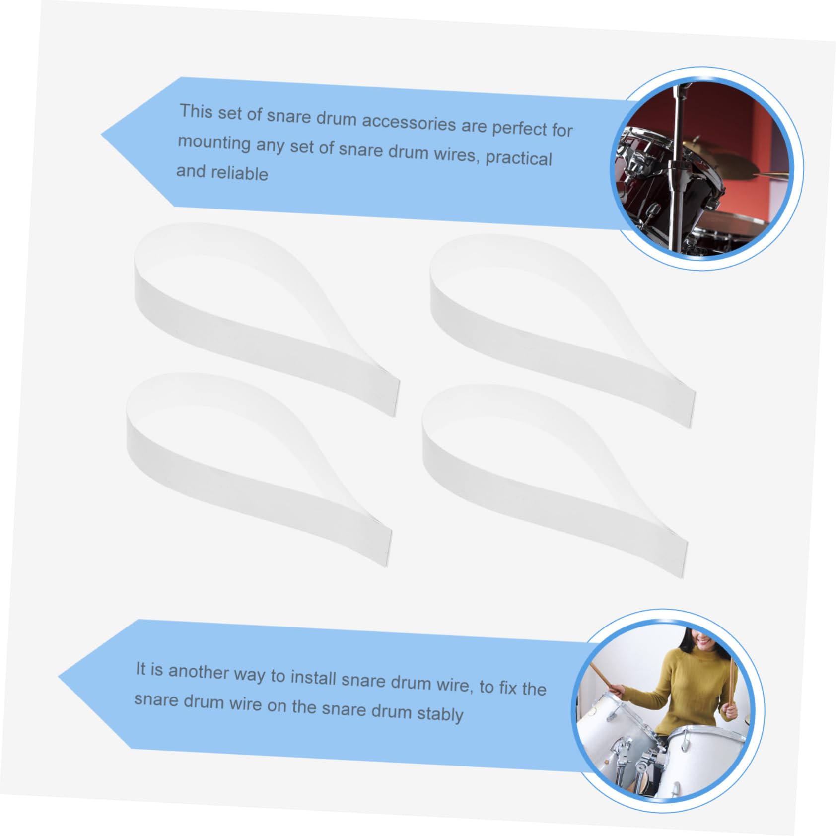 VANZACK Professional Snare Drum Straps 6pcs Wire Mounting Straps for Drum Lugs and Strainer