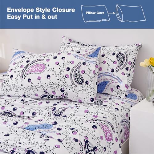 Image of JSD Vintage Paisley Floral Printed Sheet Set Cal King Deep Pocket | 4 Piece Soft Microfiber Sheets, OEKO-TEX Certified, Easy Care