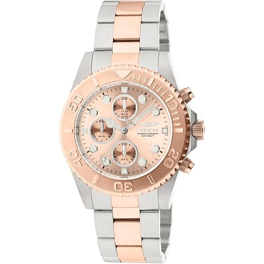 Invicta Relógio cronógrafo masculino 1775 Pro Diver Collection, Prata/ouro rosa, One Size, 1775