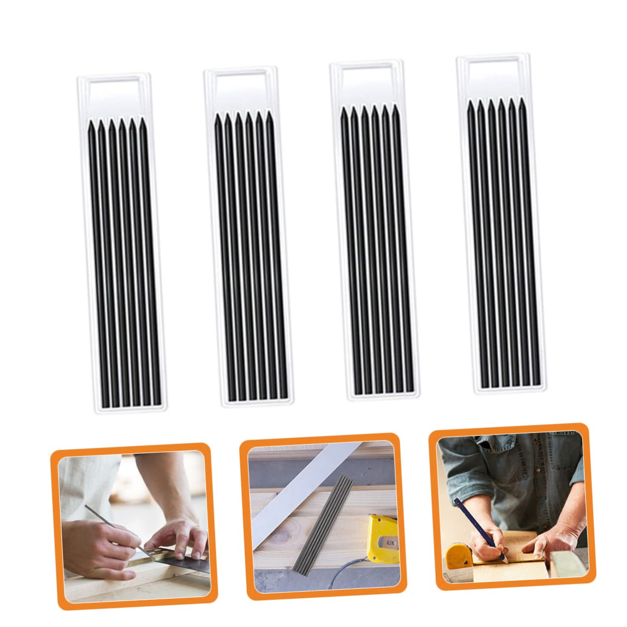 TEHAUX 72piezas Recargas De Lápiz Mecánico Para Carpintería Grafito Negro Para Marcas Superficies Rugosas y Profundas