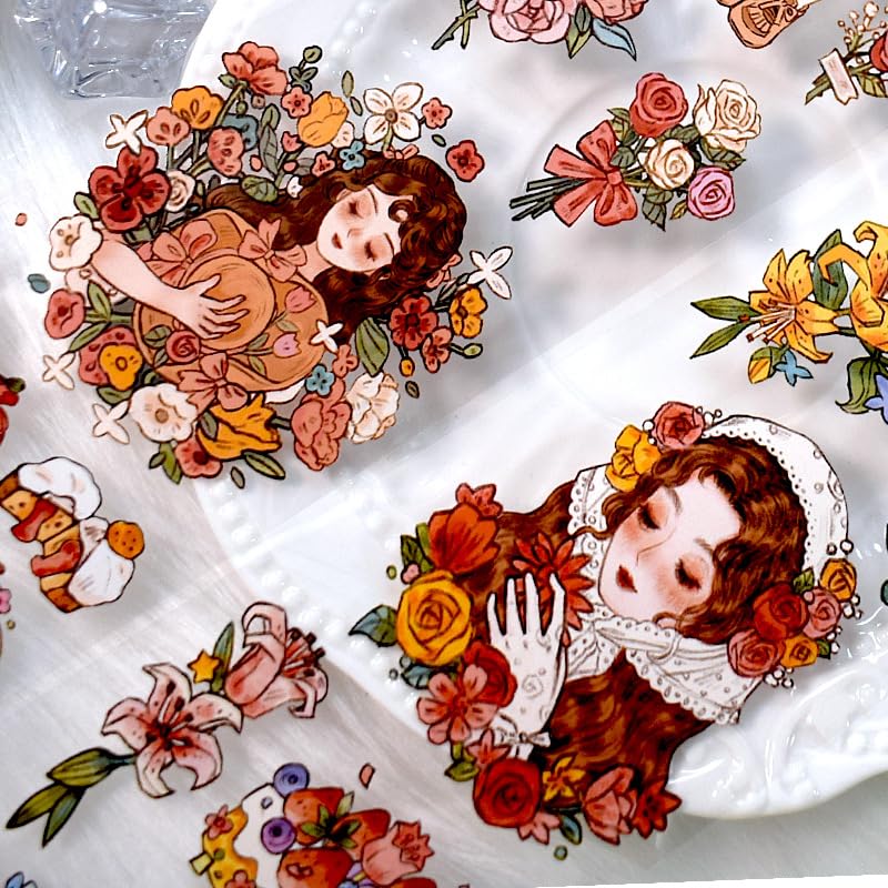 Image of New Popular PET Tape Modern Girls Collage Glossy Washi Tape for Decoration Small Fresh Flower Materials (90725)